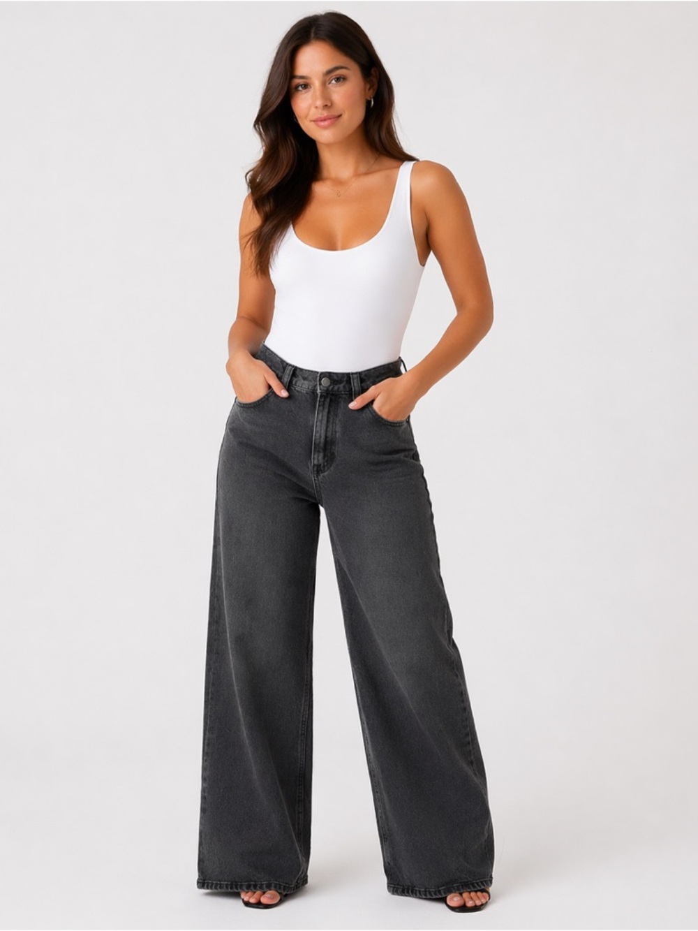 We The Free Free People Tinsley Baggy Wide Leg Jeans Black Size 23